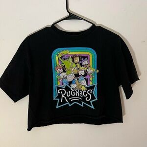 Nickelodeon Black Crop Top with Vibrant Graphic
